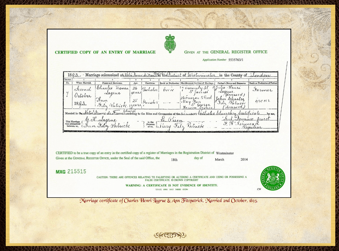 Daughter of John Charles Fitzpatrick & Annie Barrow