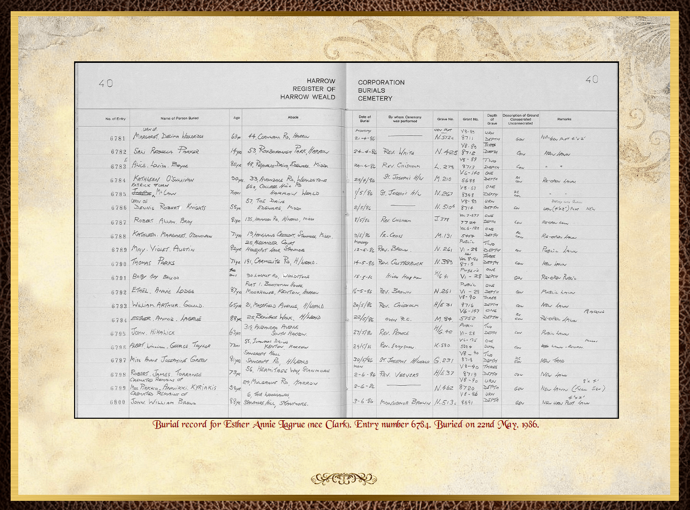 Daughter of John Charles Fitzpatrick & Annie Barrow
