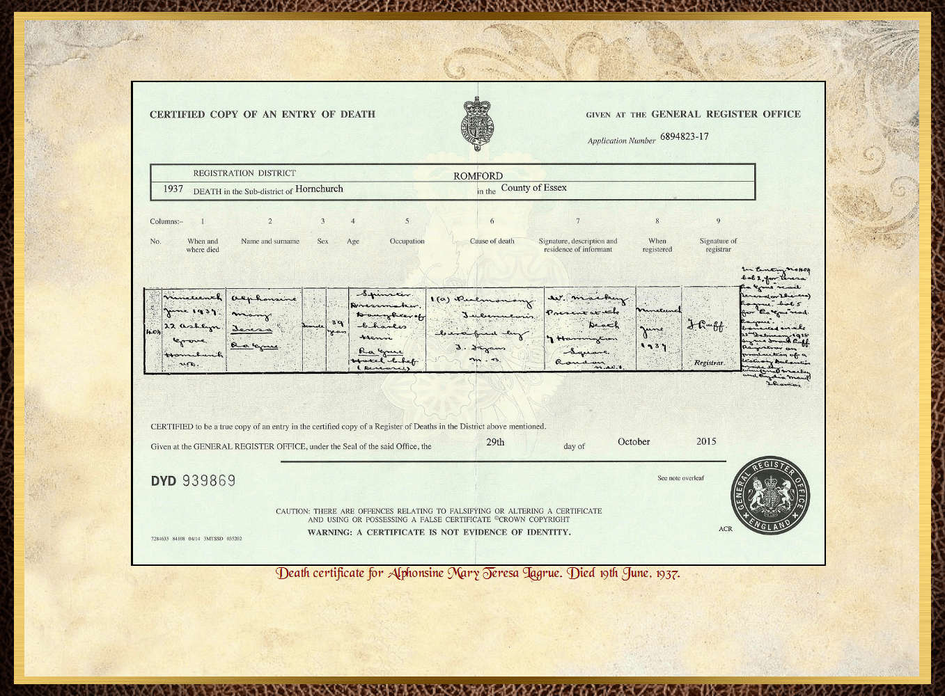 Daughter of John Charles Fitzpatrick & Annie Barrow