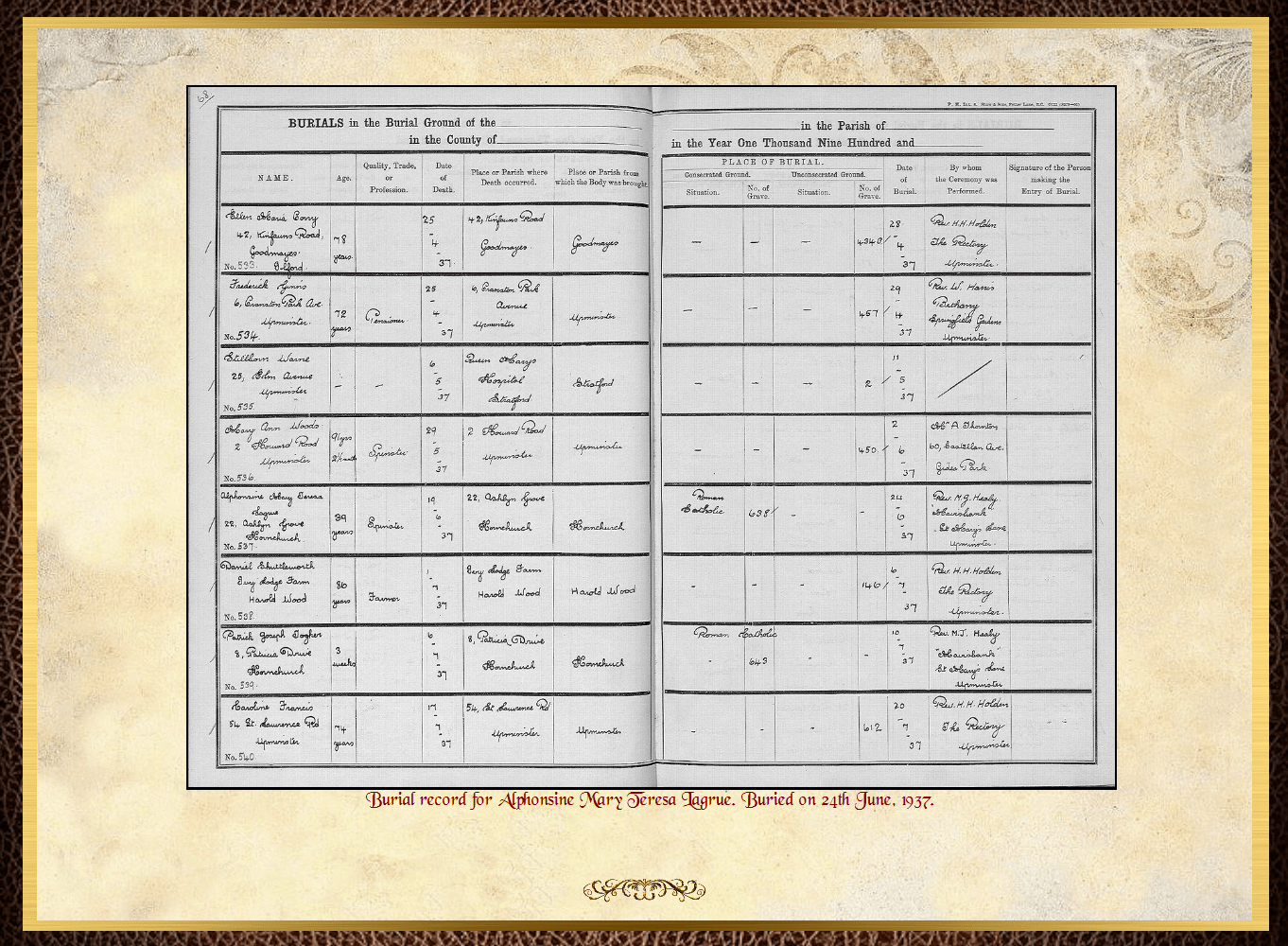 Daughter of John Charles Fitzpatrick & Annie Barrow