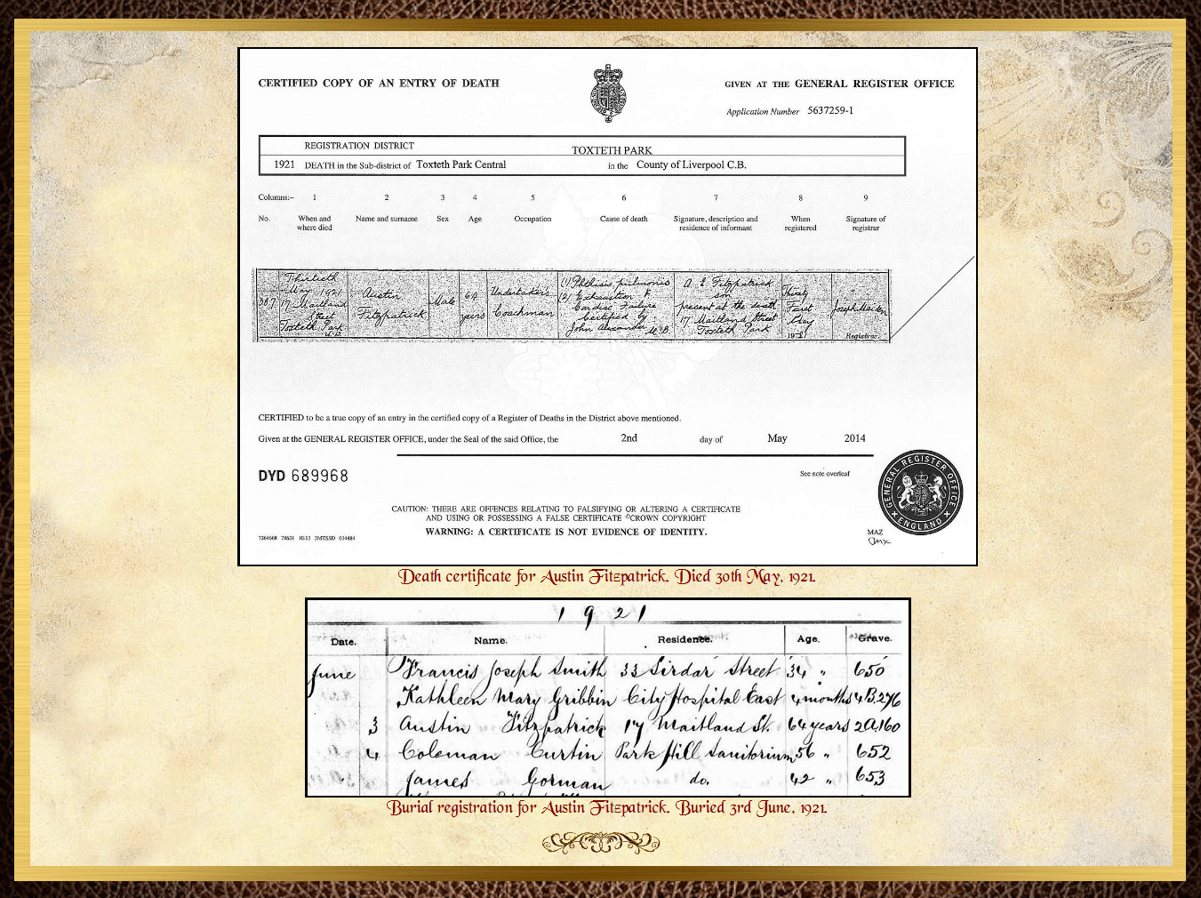 Son of William Charles Fitzpatrick & Mary Frances Lynch