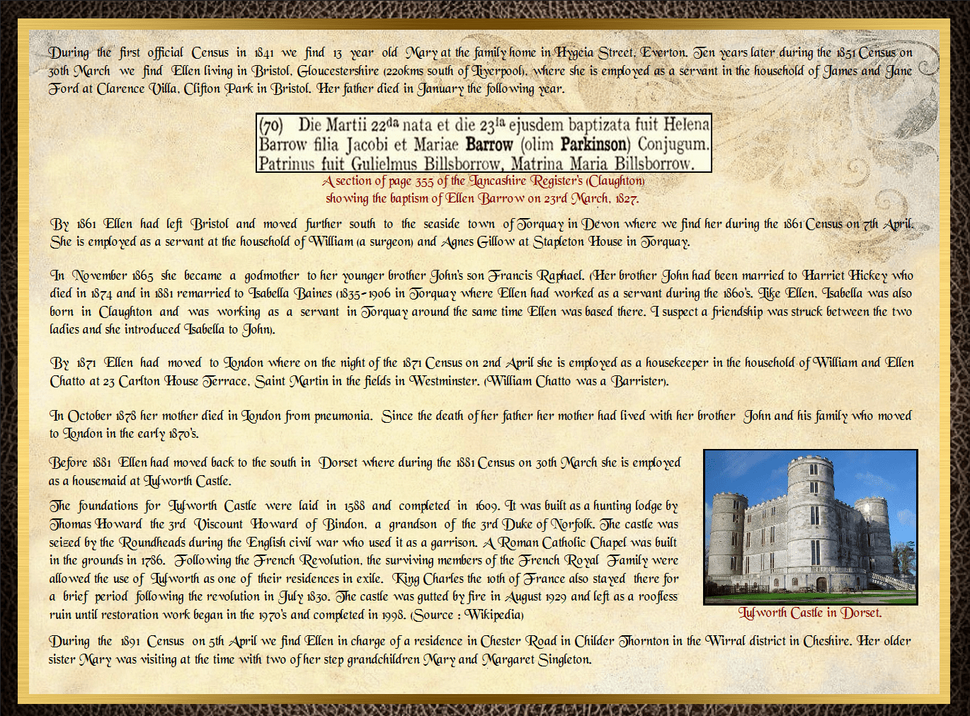 Daughter of James Barrow & Mary Parkinson
