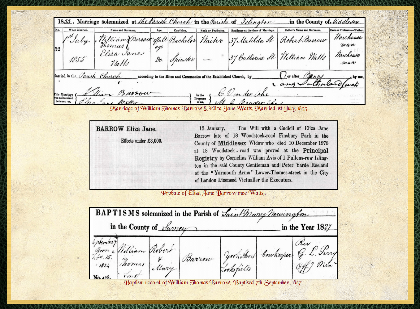 Daughter of William Watts & Dorothy Pringle