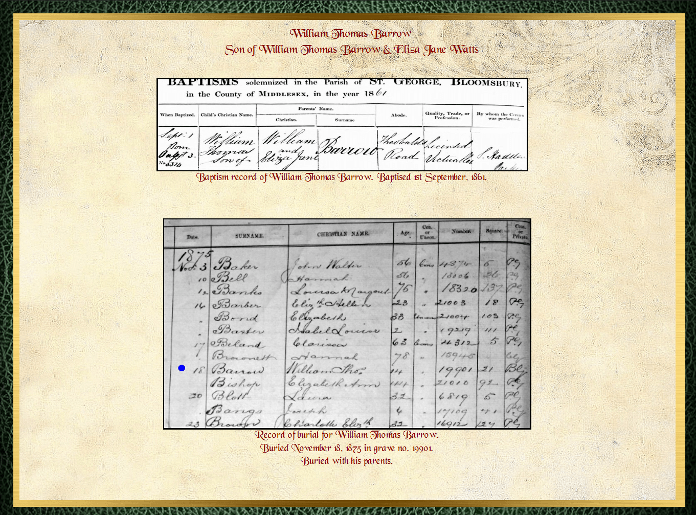 Daughter of William Watts & Dorothy Pringle