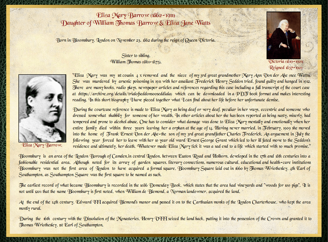 Daughter of William Thomas Barrow & Eliza Jane Watts