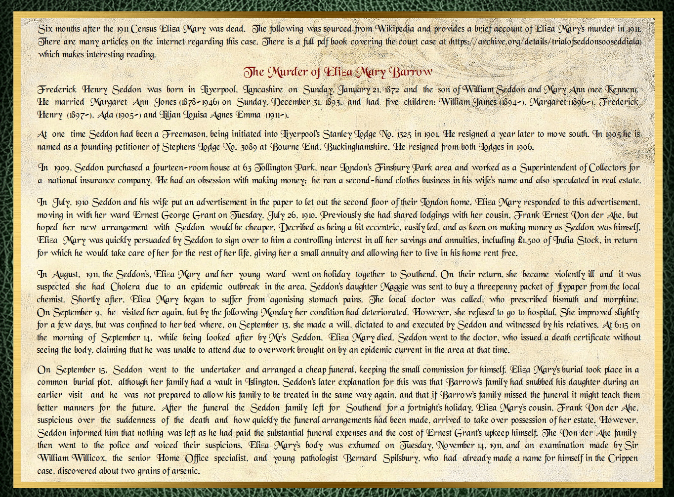 Daughter of William Thomas Barrow & Eliza Jane Watts