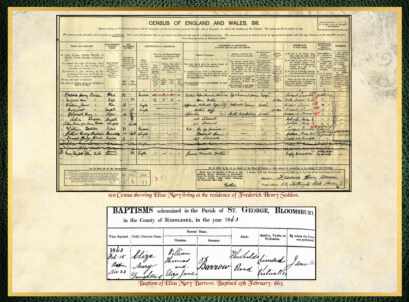 Daughter of William Thomas Barrow & Eliza Jane Watts