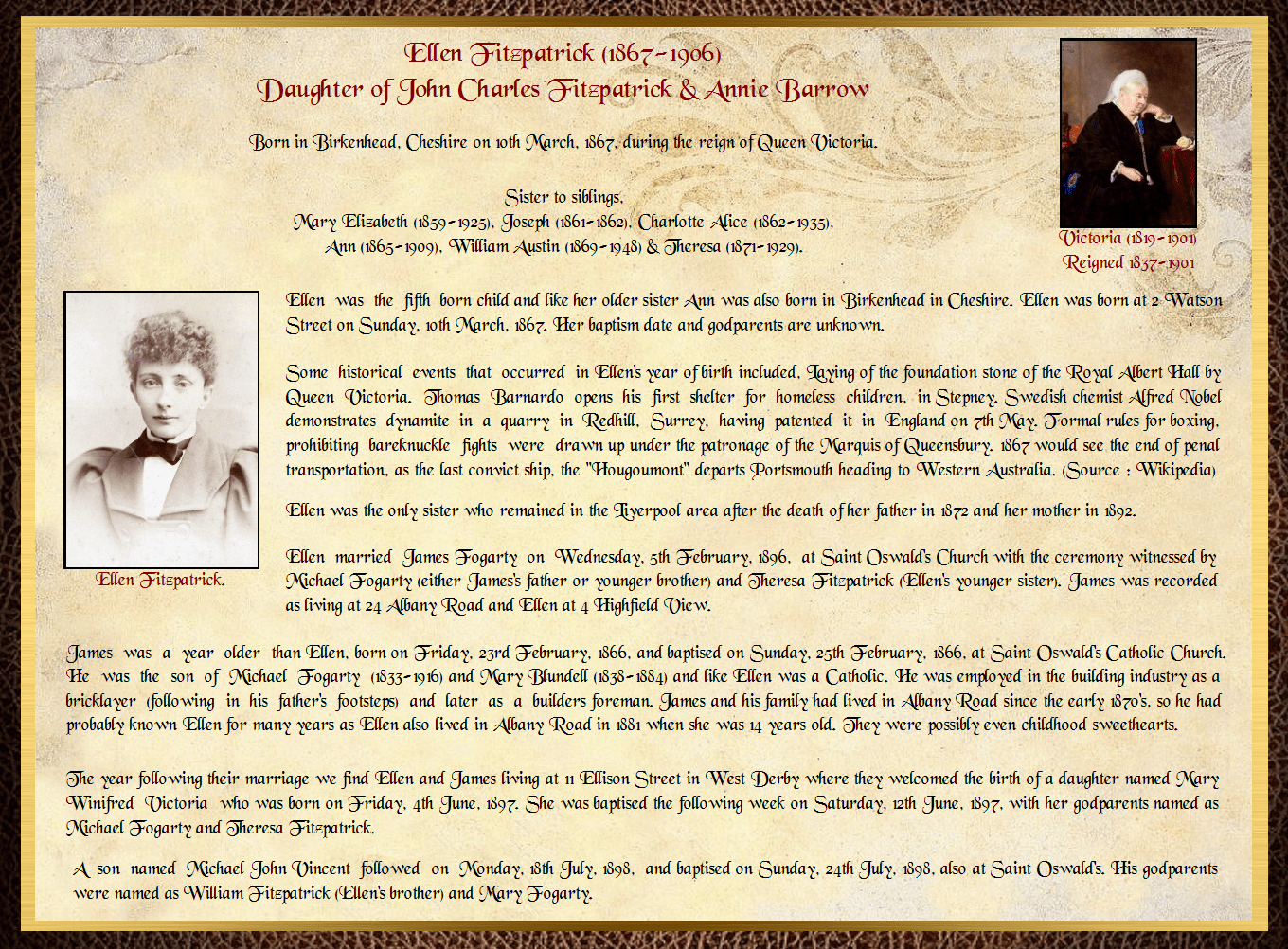Daughter of John Charles Fitzpatrick & Annie Barrow