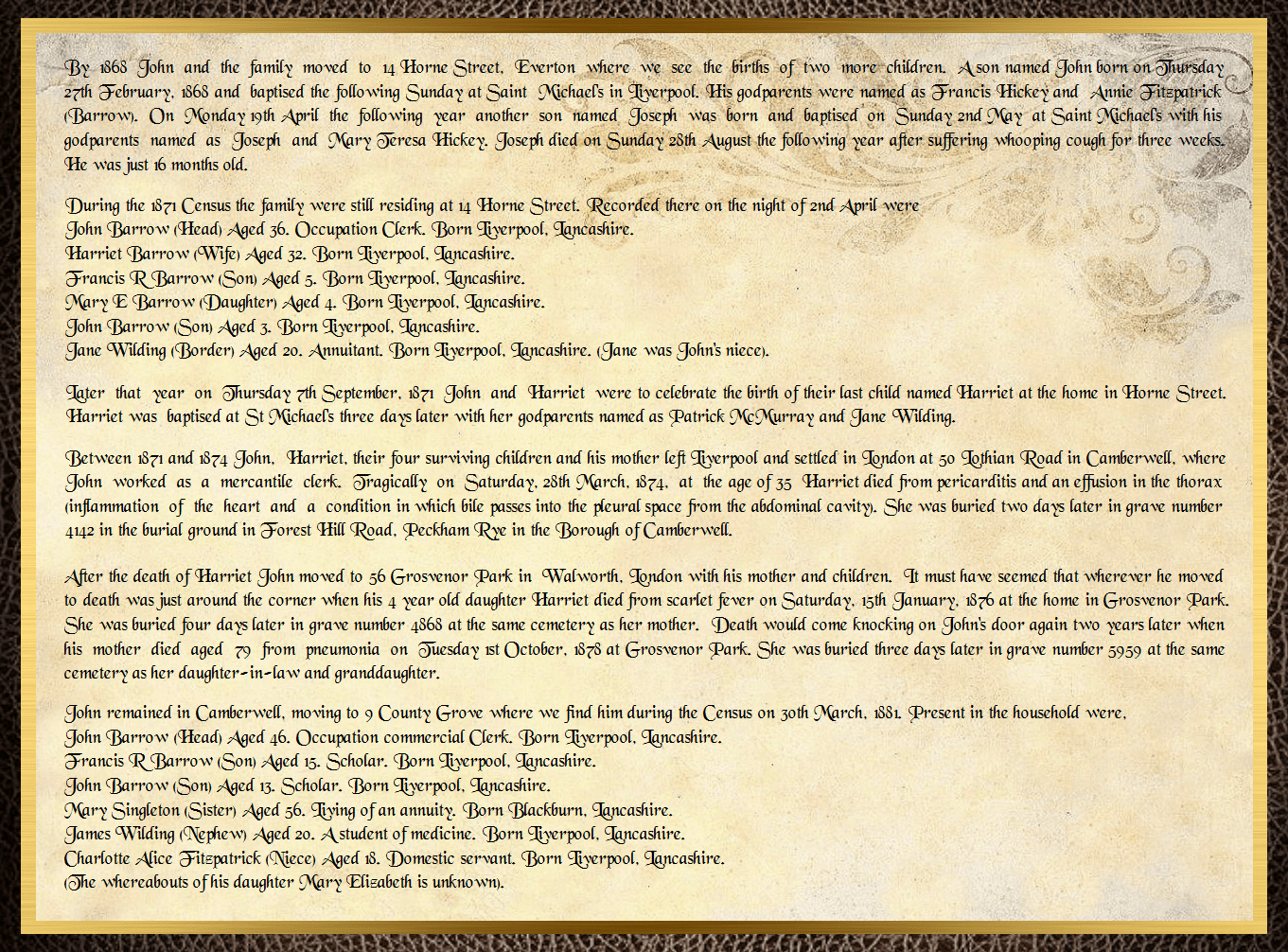 Son of James Barrow & Mary Parkinson