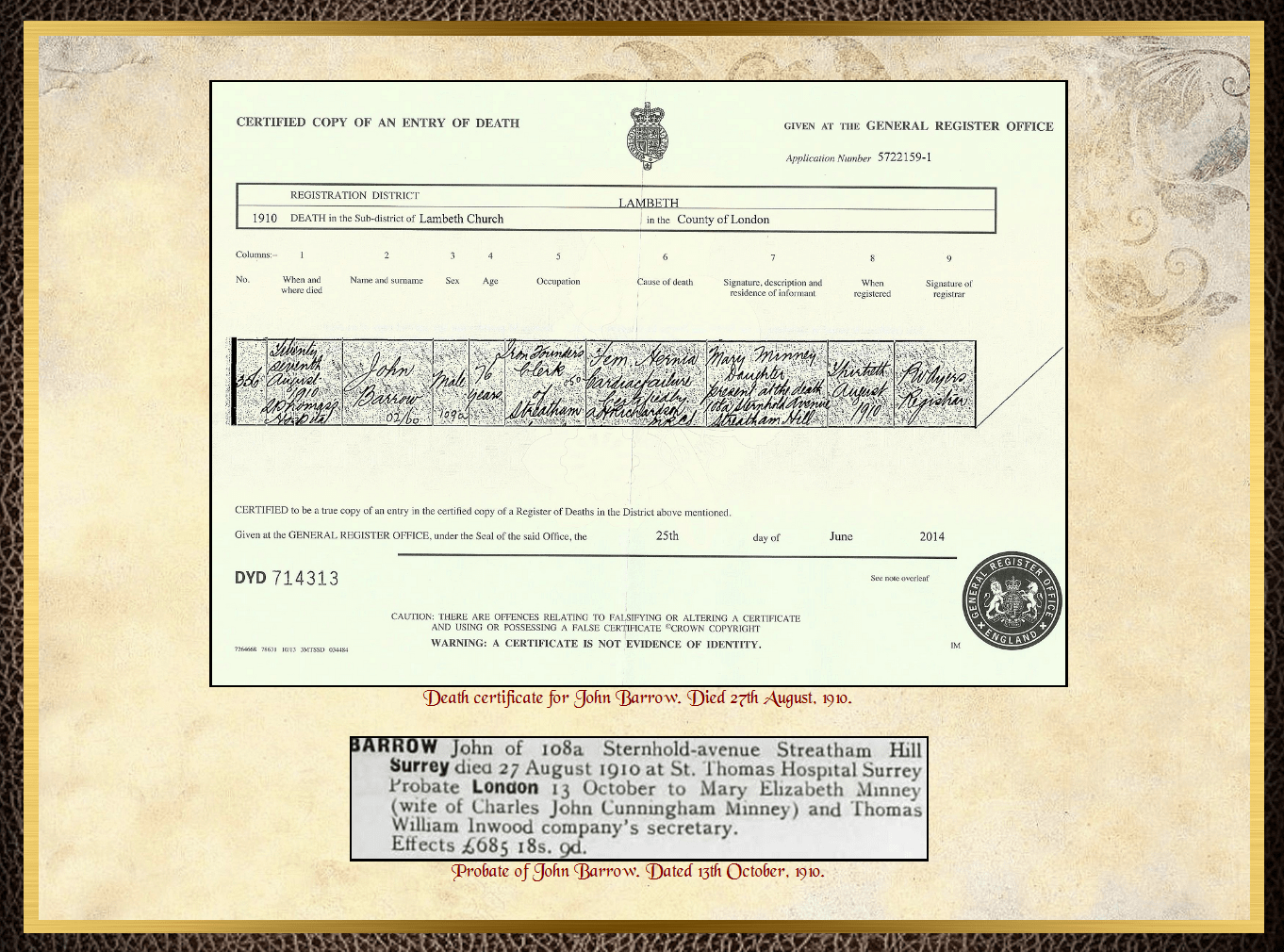 Son of James Barrow & Mary Parkinson