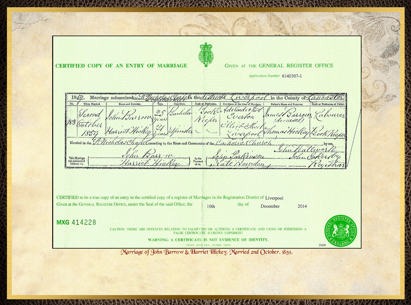 Son of James Barrow & Mary Parkinson