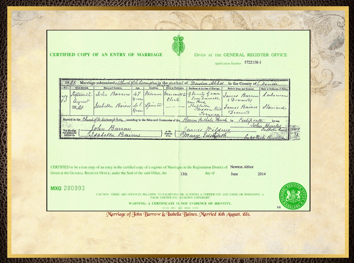 Son of James Barrow & Mary Parkinson