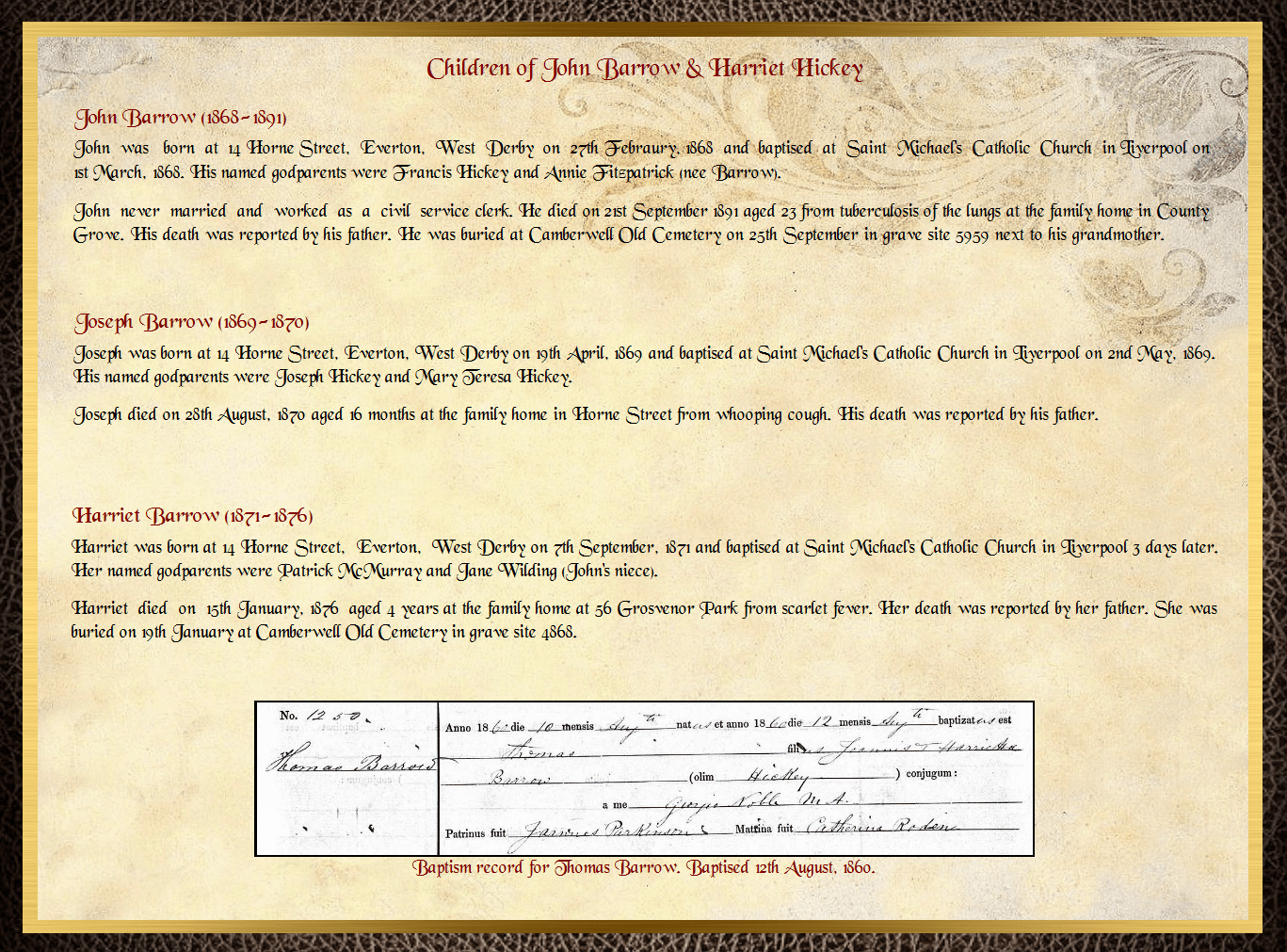 Son of James Barrow & Mary Parkinson