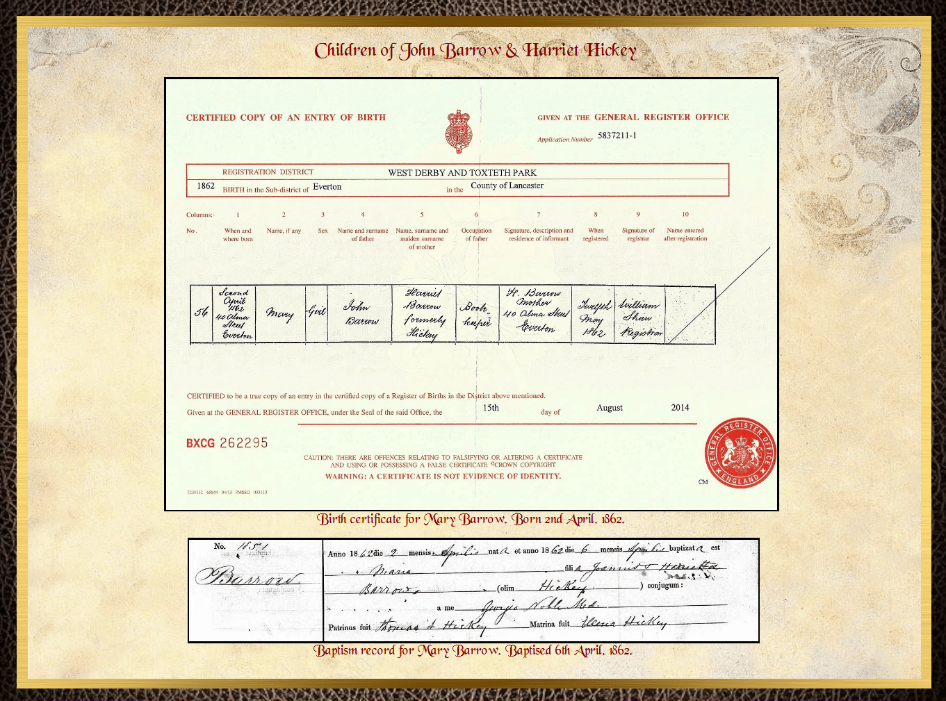 Son of James Barrow & Mary Parkinson