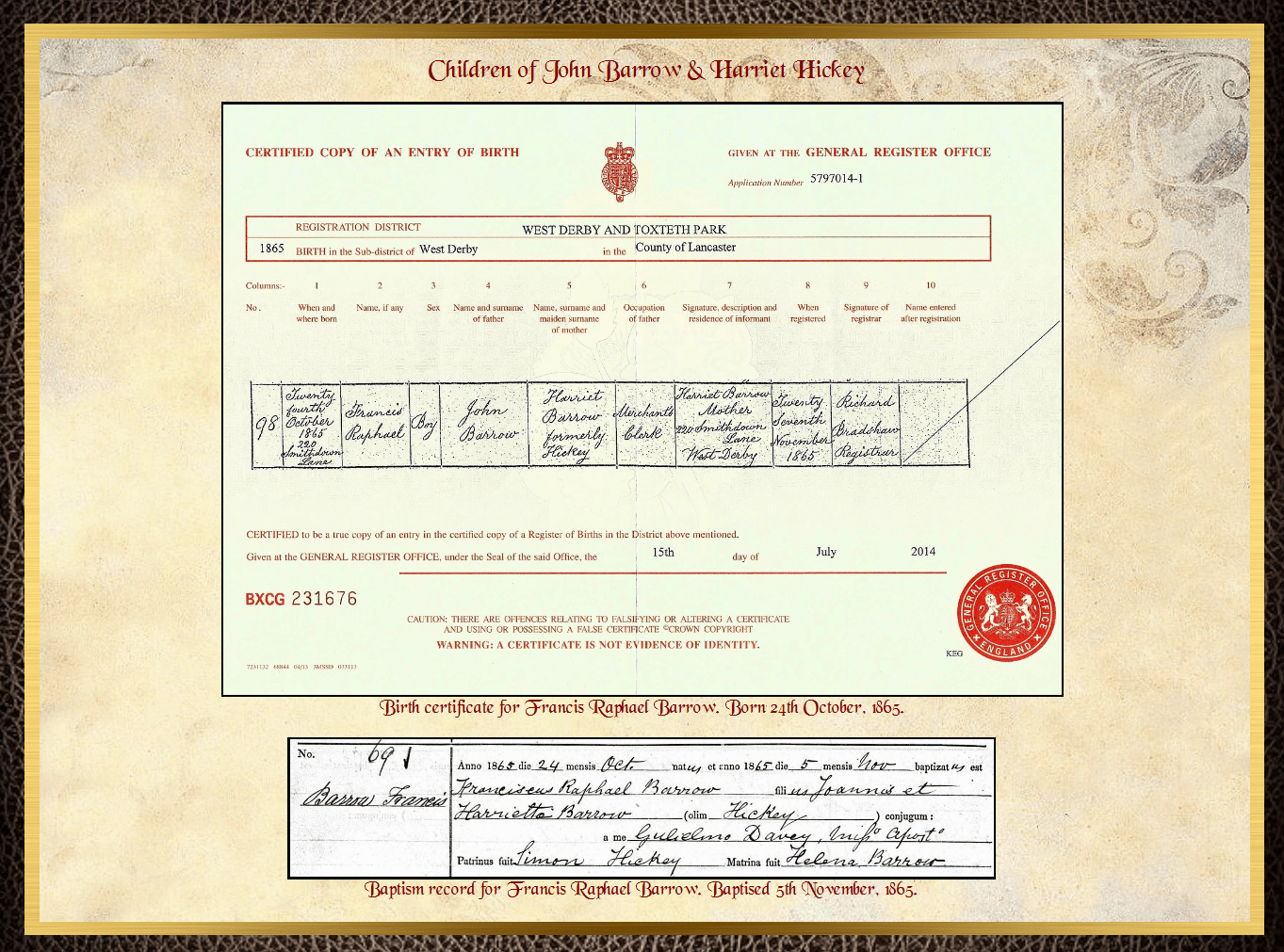 Son of James Barrow & Mary Parkinson