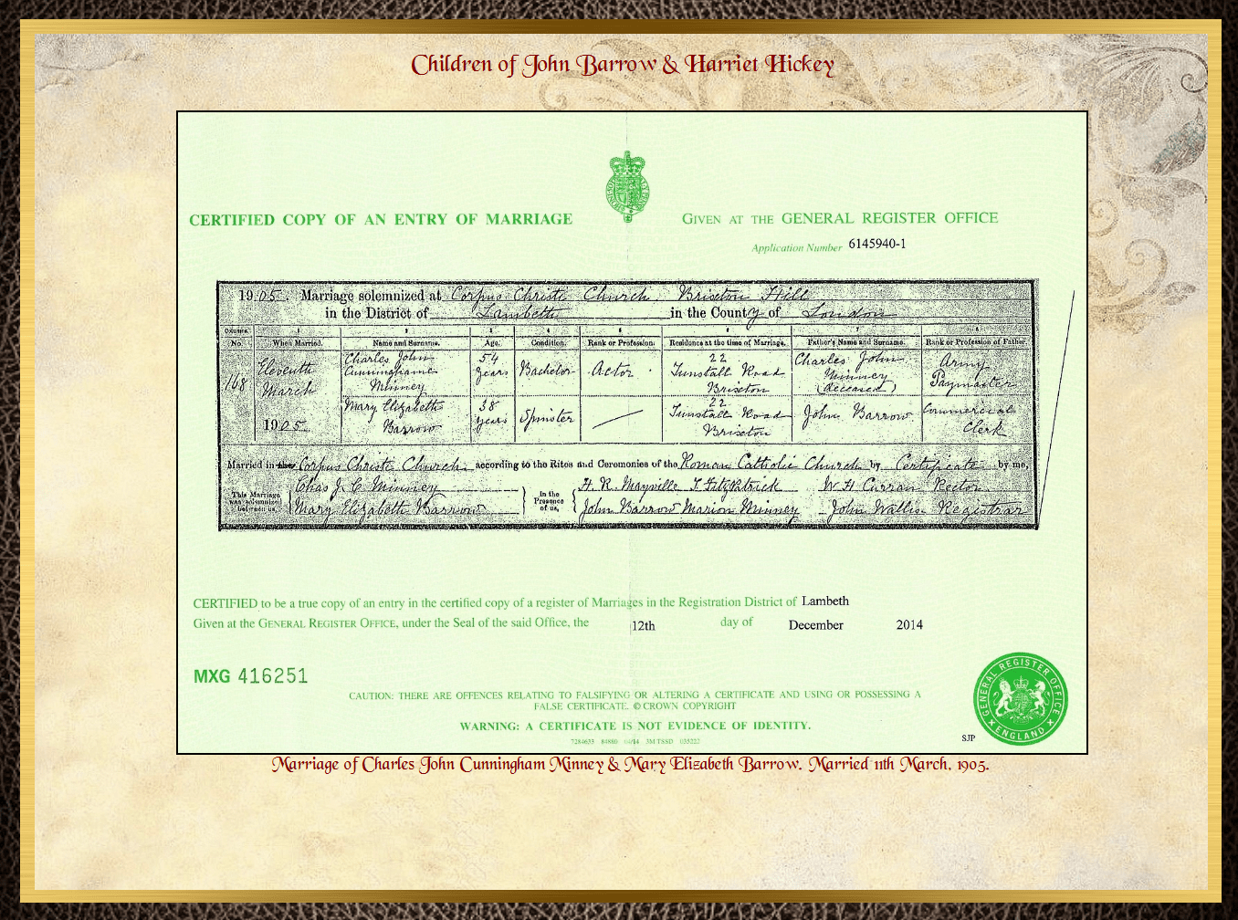 Son of James Barrow & Mary Parkinson