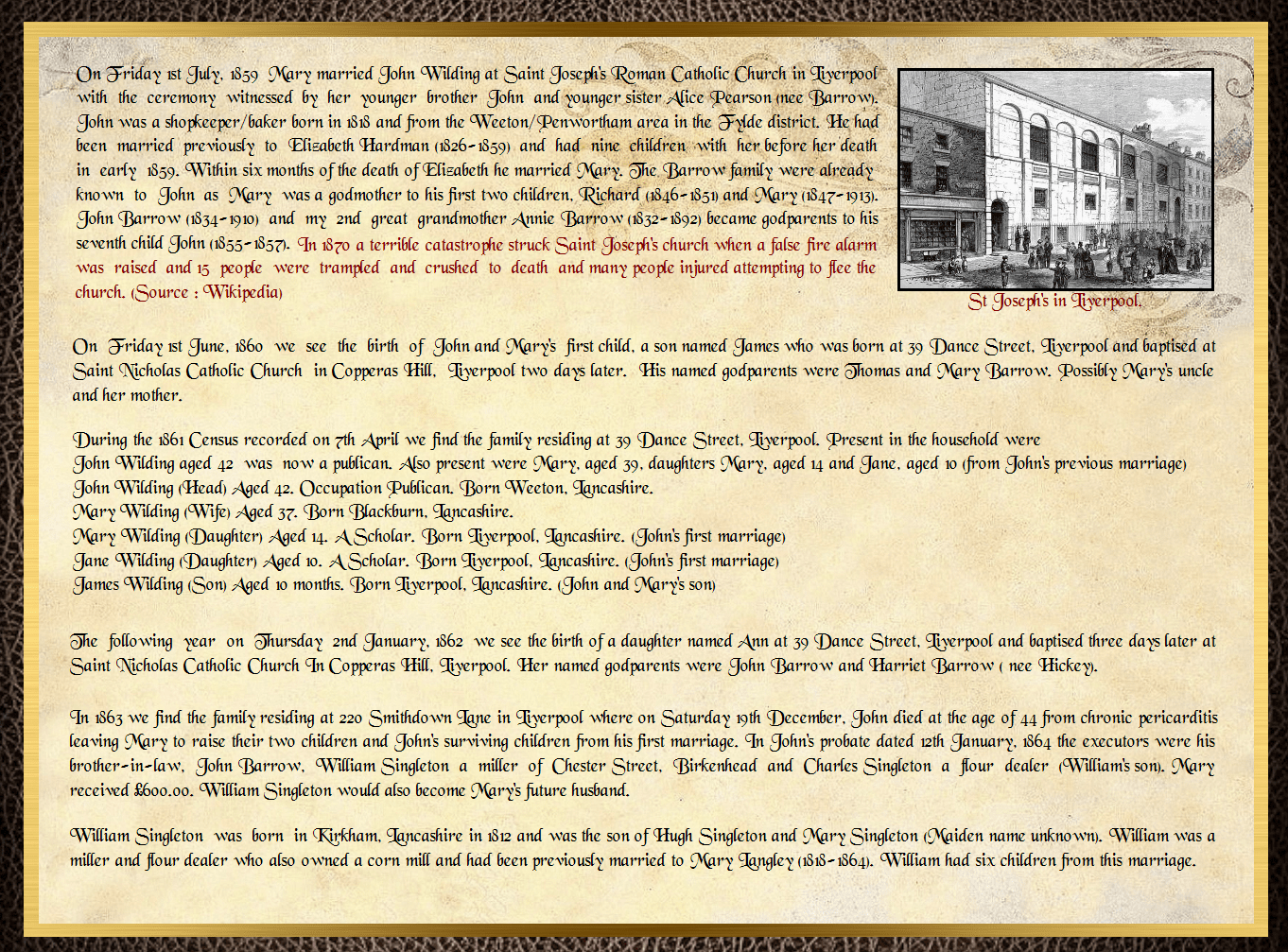 Daughter of James Barrow & Mary Parkinson