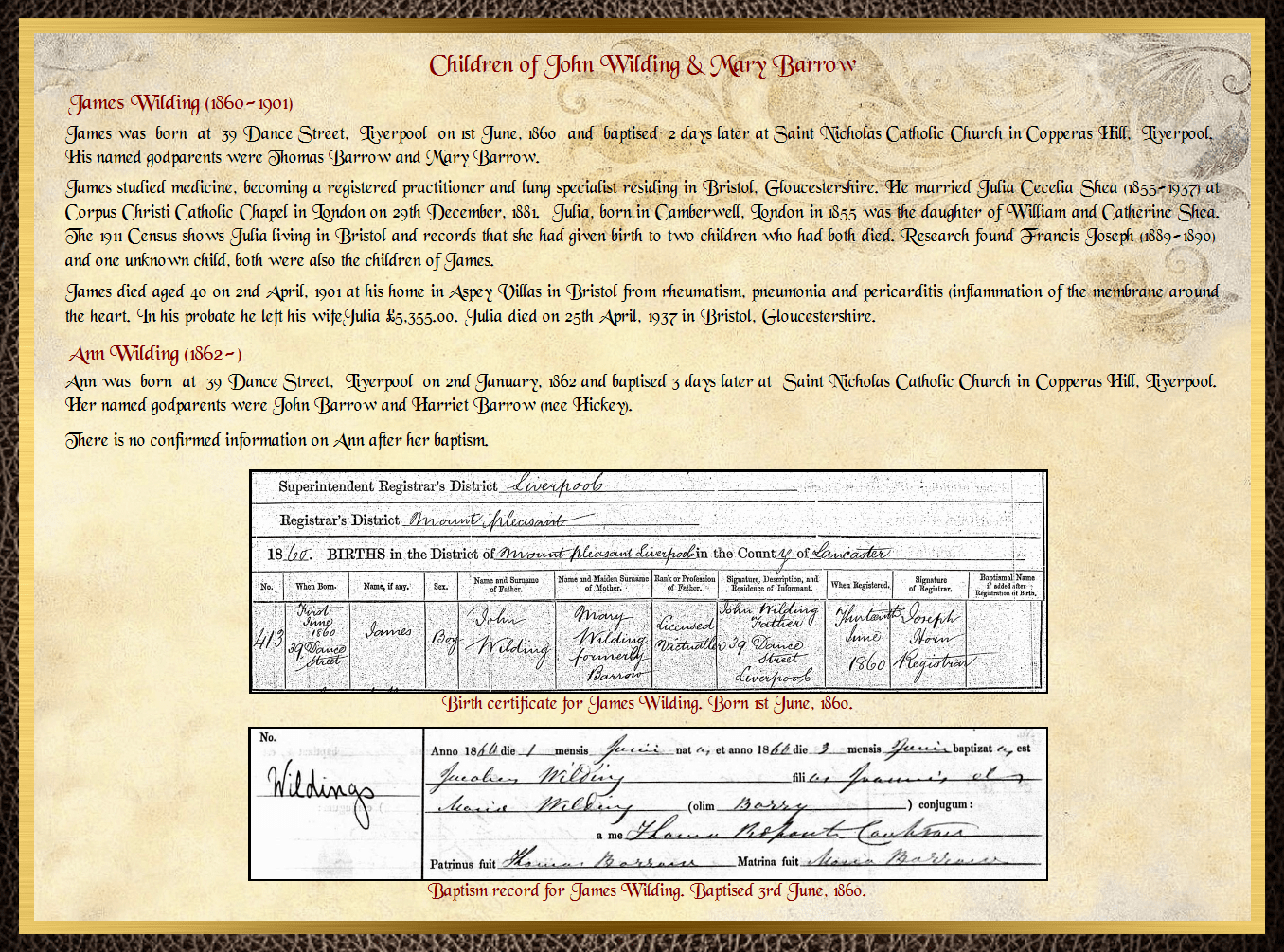 Daughter of James Barrow & Mary Parkinson