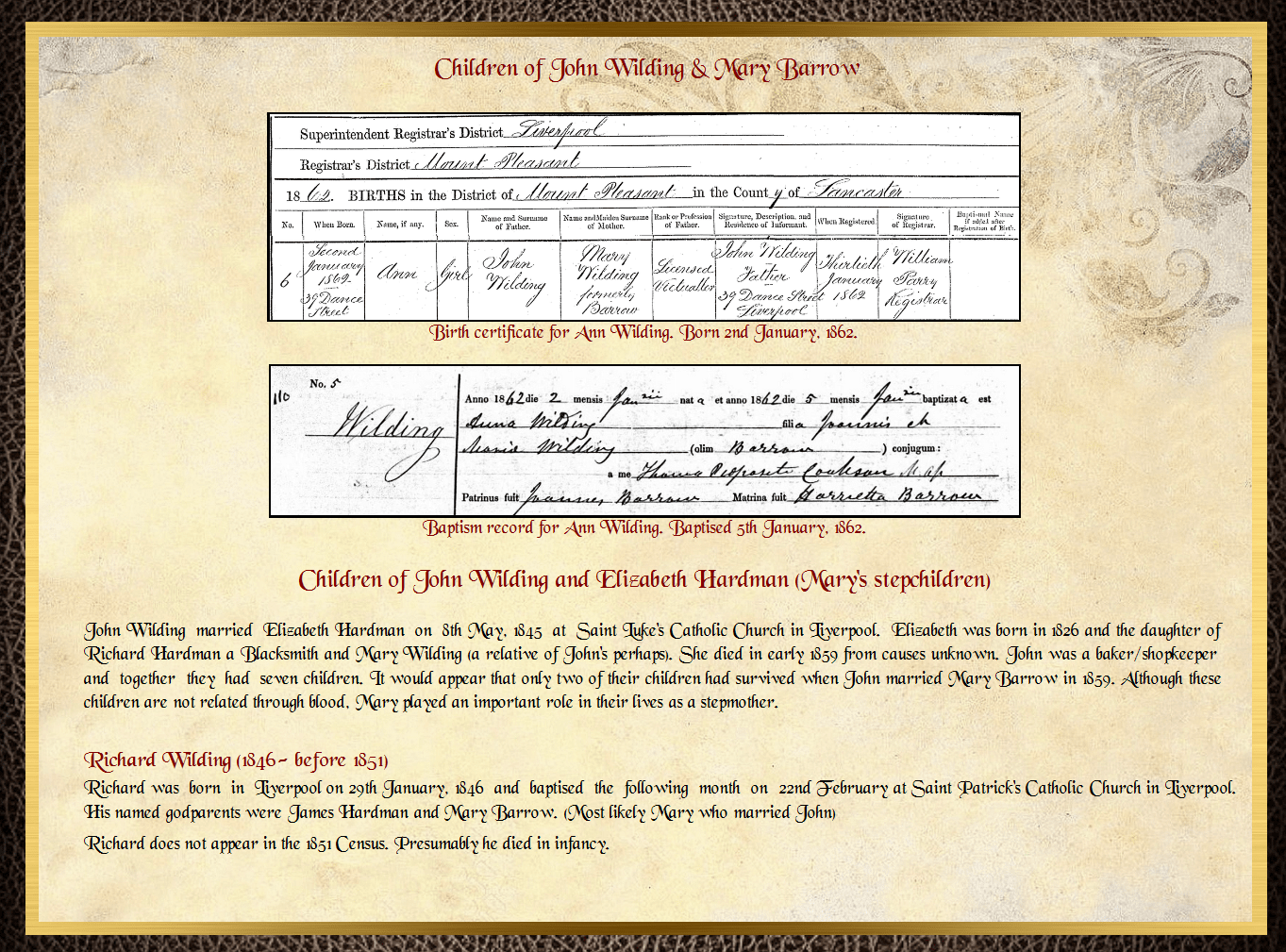 Daughter of James Barrow & Mary Parkinson