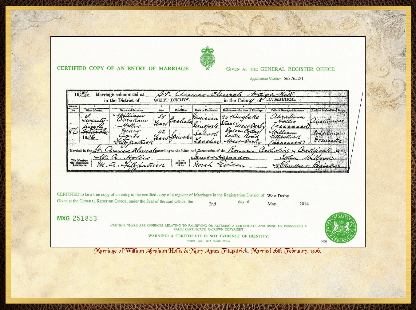 Daughter of William Charles Fitzpatrick & Mary Frances Lynch
