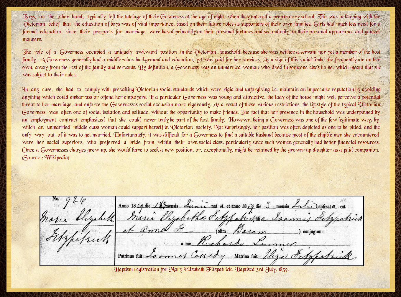 Daughter of John Charles Fitzpatrick & Annie Barrow