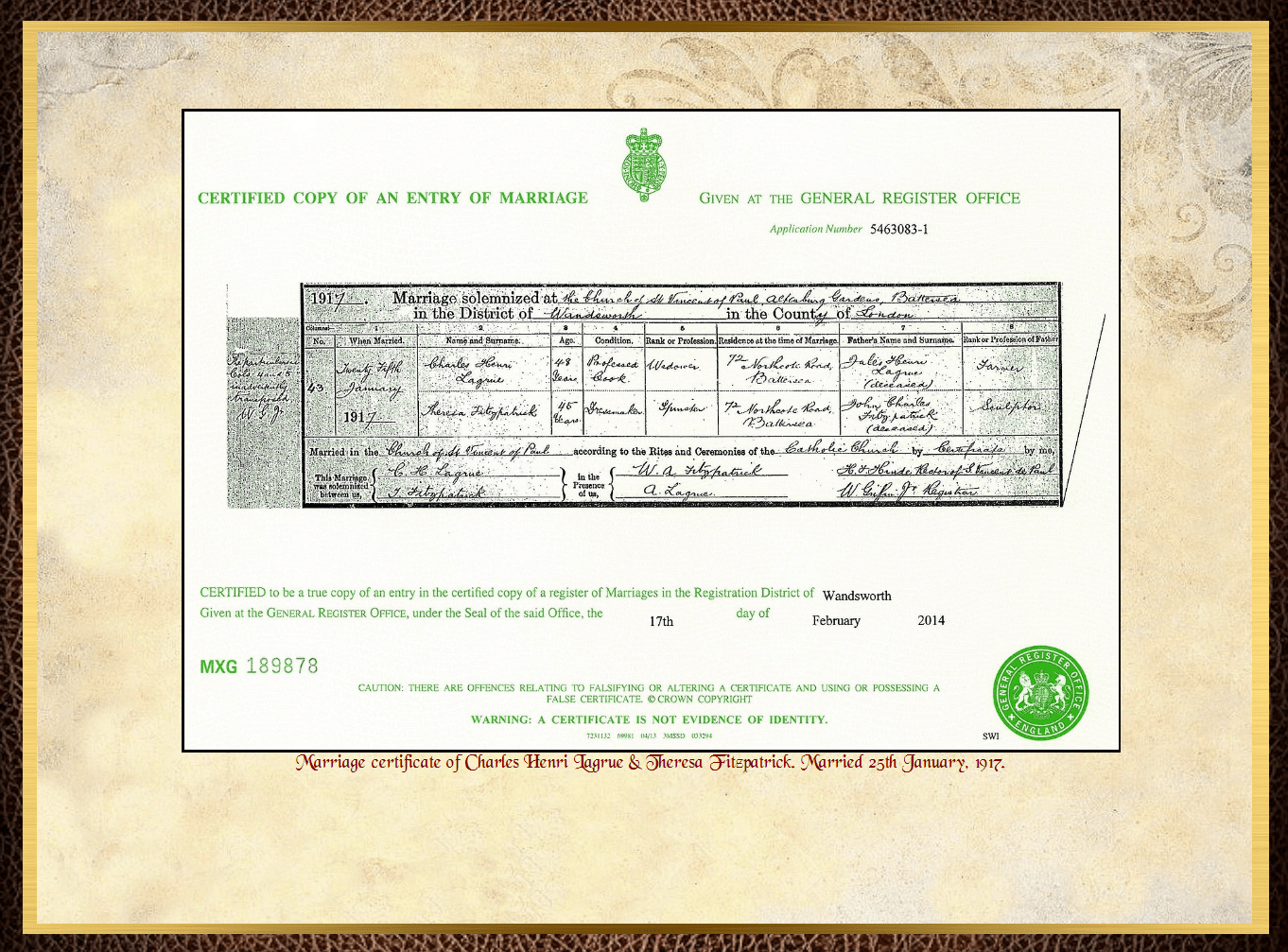 Daughter of John Charles Fitzpatrick & Annie Barrow