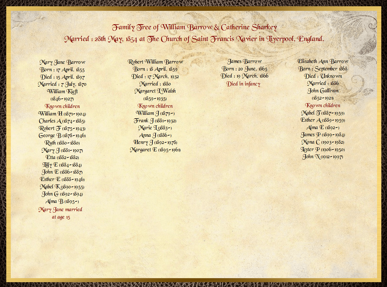 Son of James Barrow & Mary Parkinson