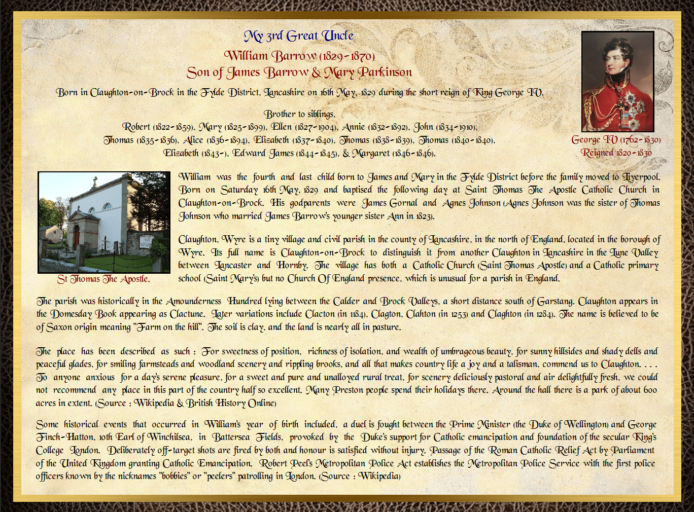 Son of James Barrow & Mary Parkinson