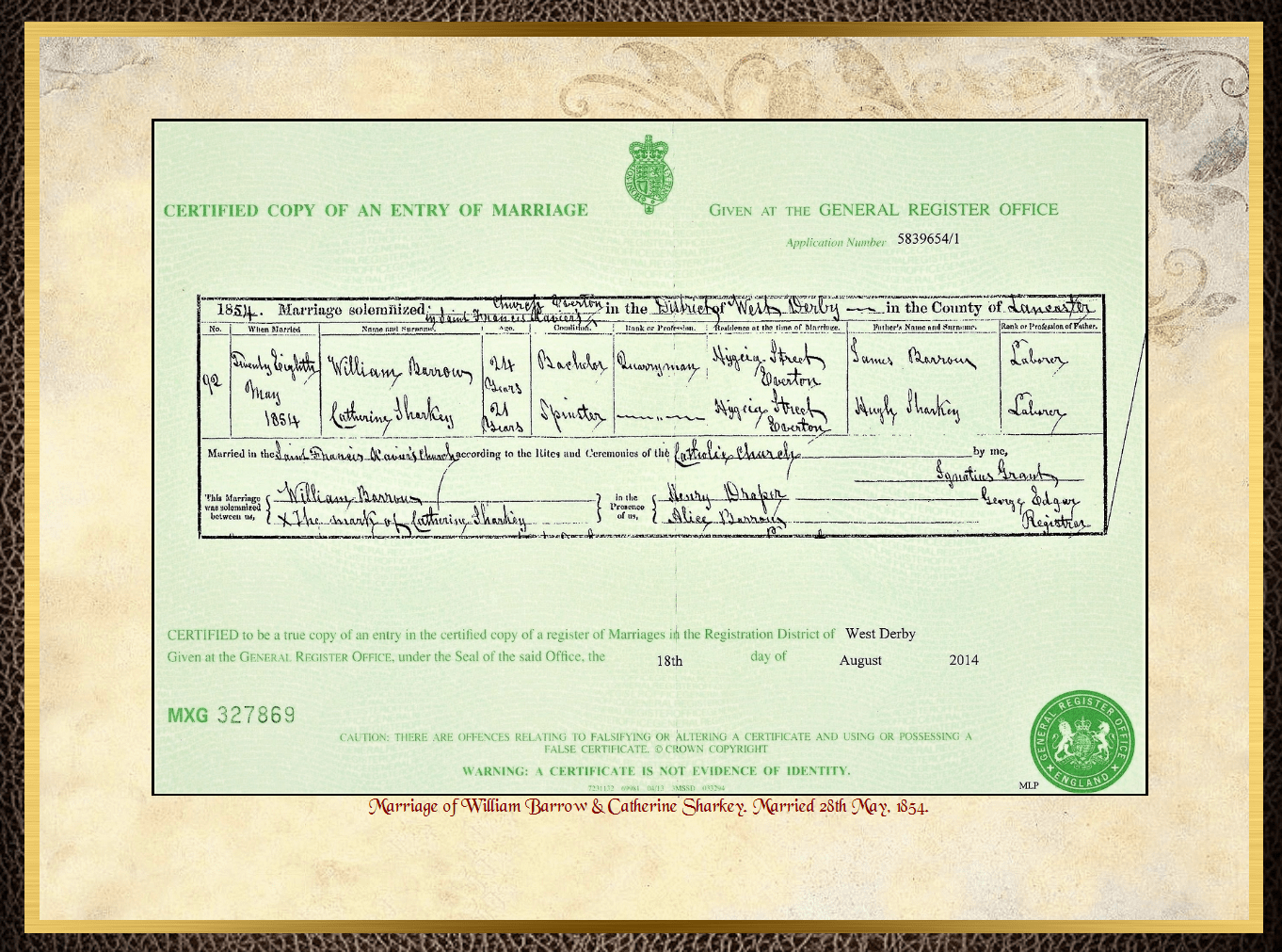 Son of James Barrow & Mary Parkinson