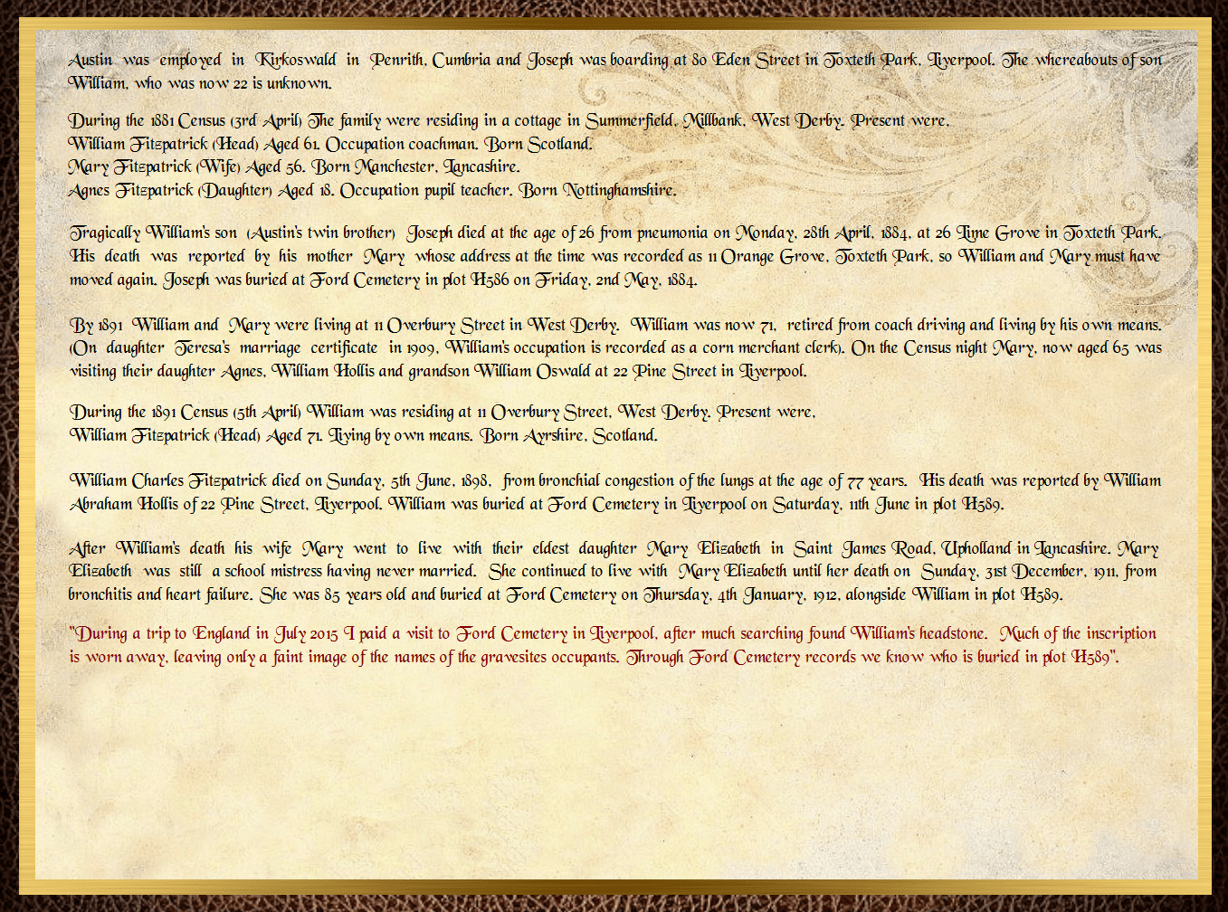 Son of Eneas Fitzpatrick & Mary Small