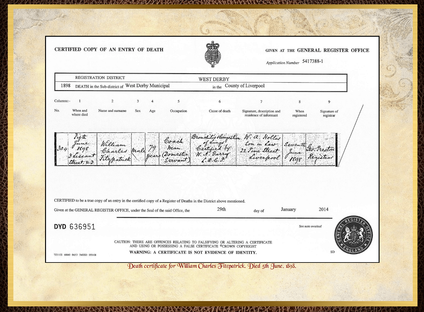 Son of Eneas Fitzpatrick & Mary Small