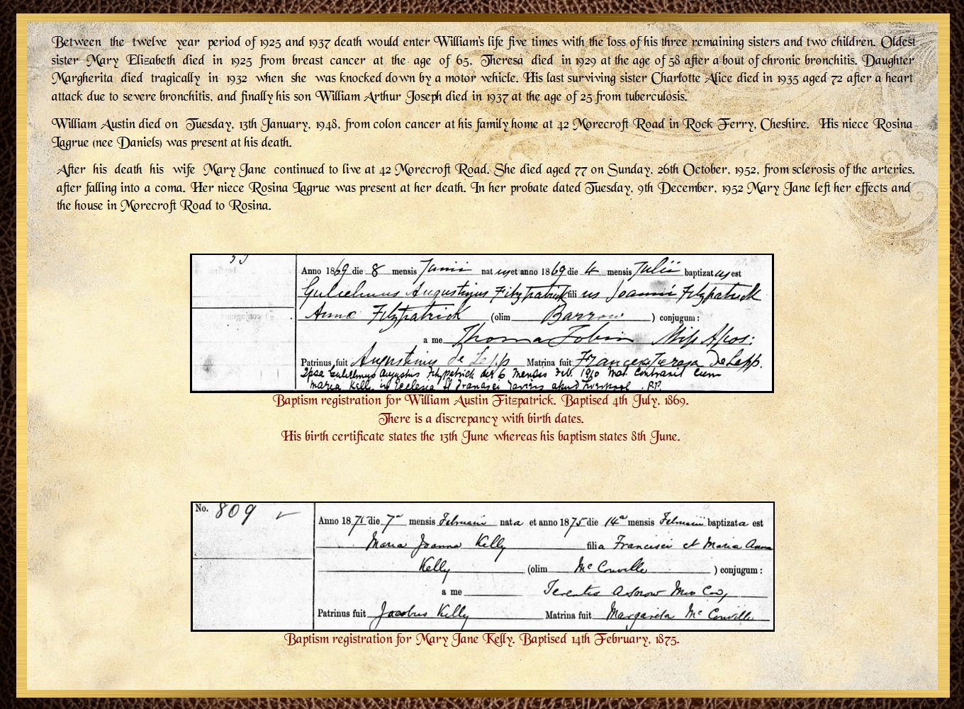 Son of John Charles Fitzpatrick & Annie Barrow