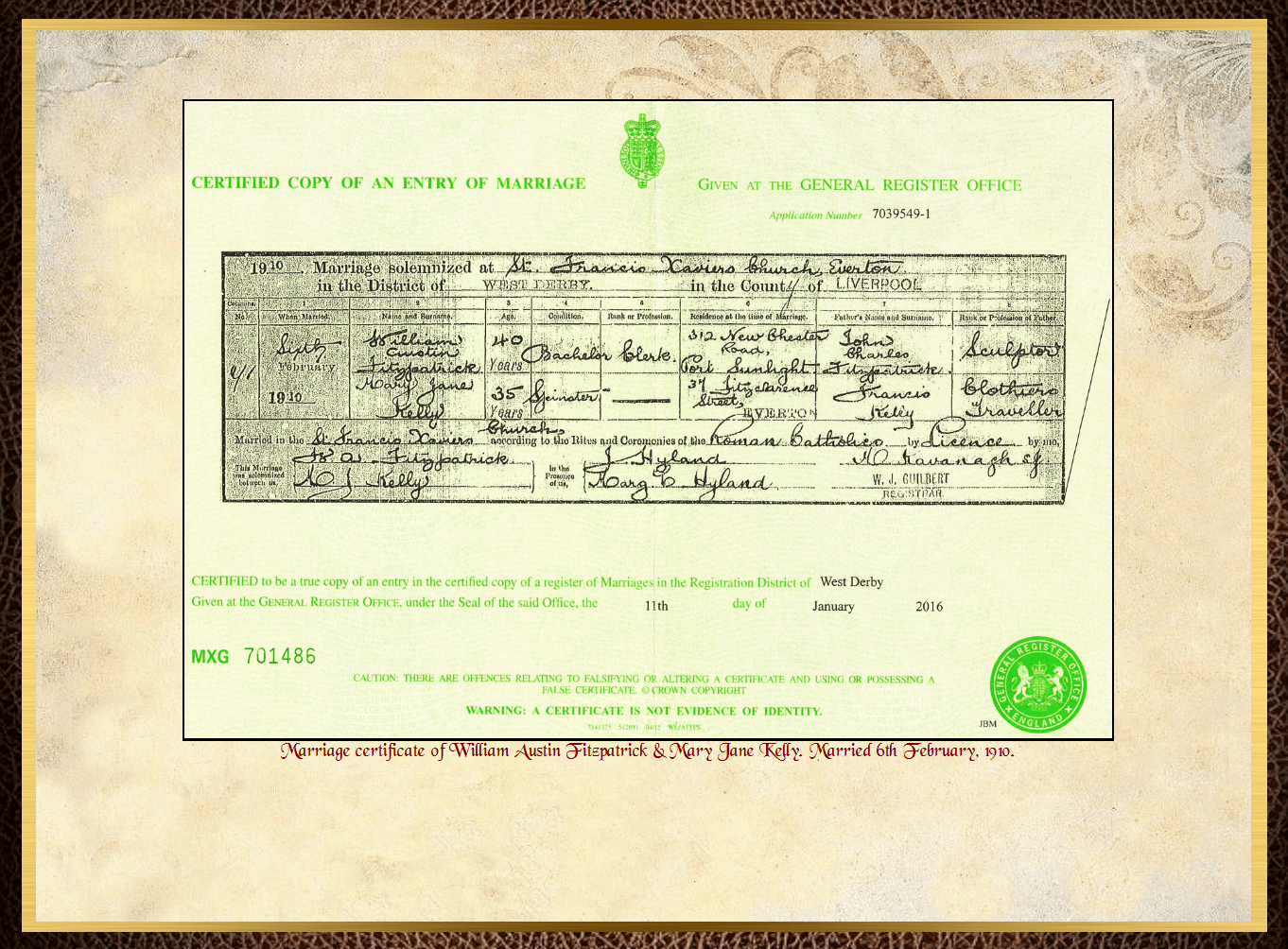 Son of John Charles Fitzpatrick & Annie Barrow