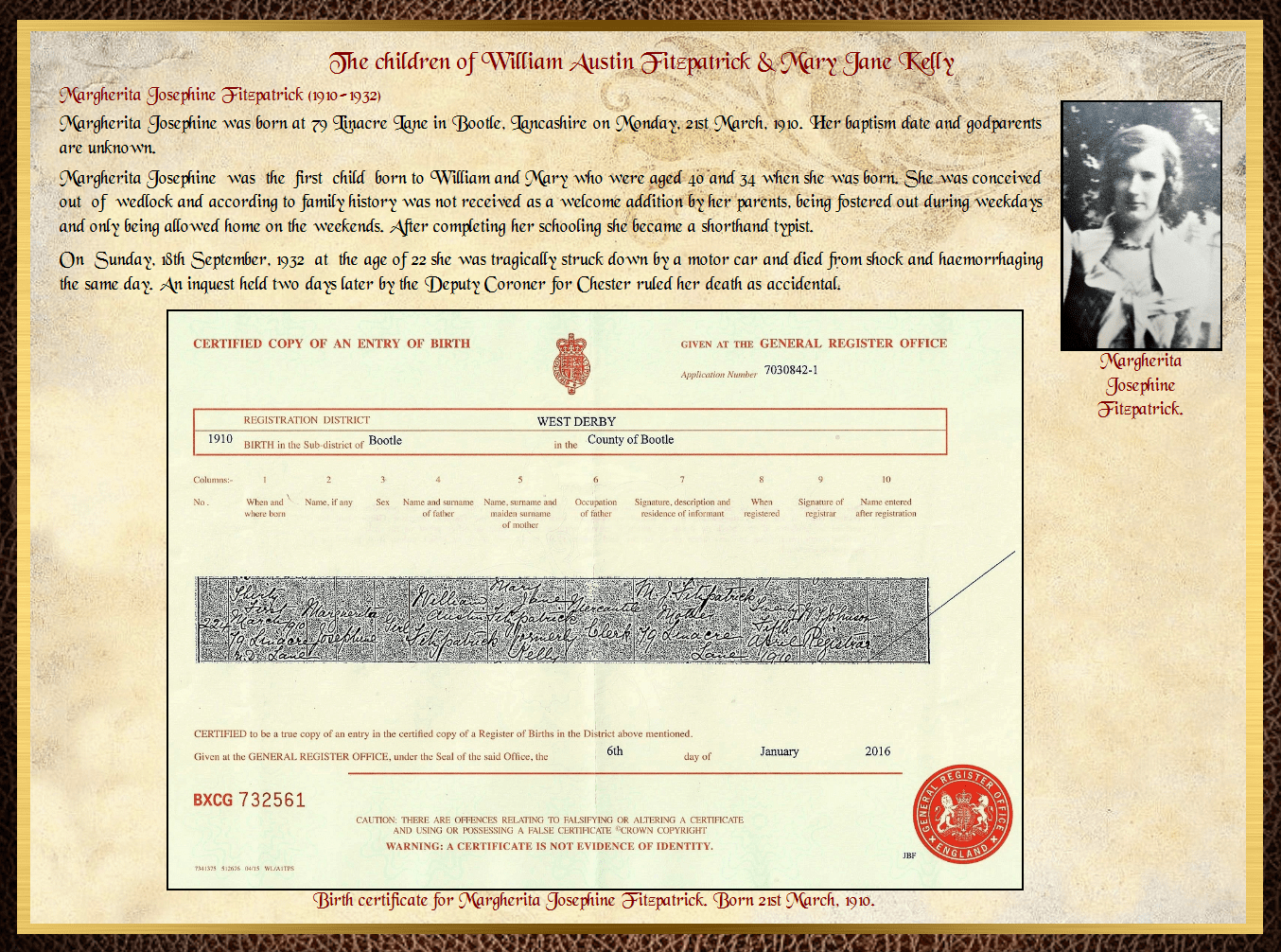 Son of John Charles Fitzpatrick & Annie Barrow