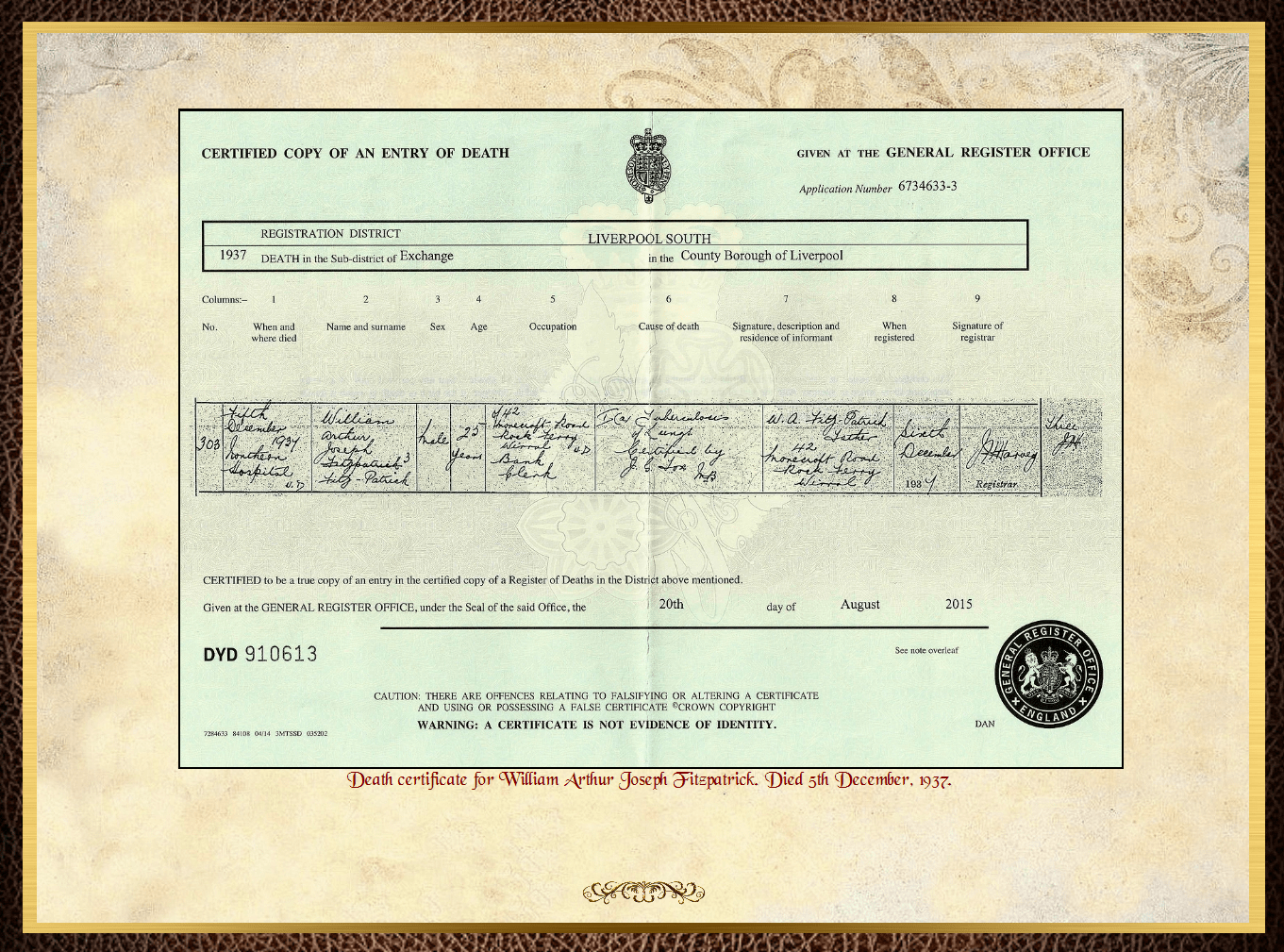 Son of John Charles Fitzpatrick & Annie Barrow