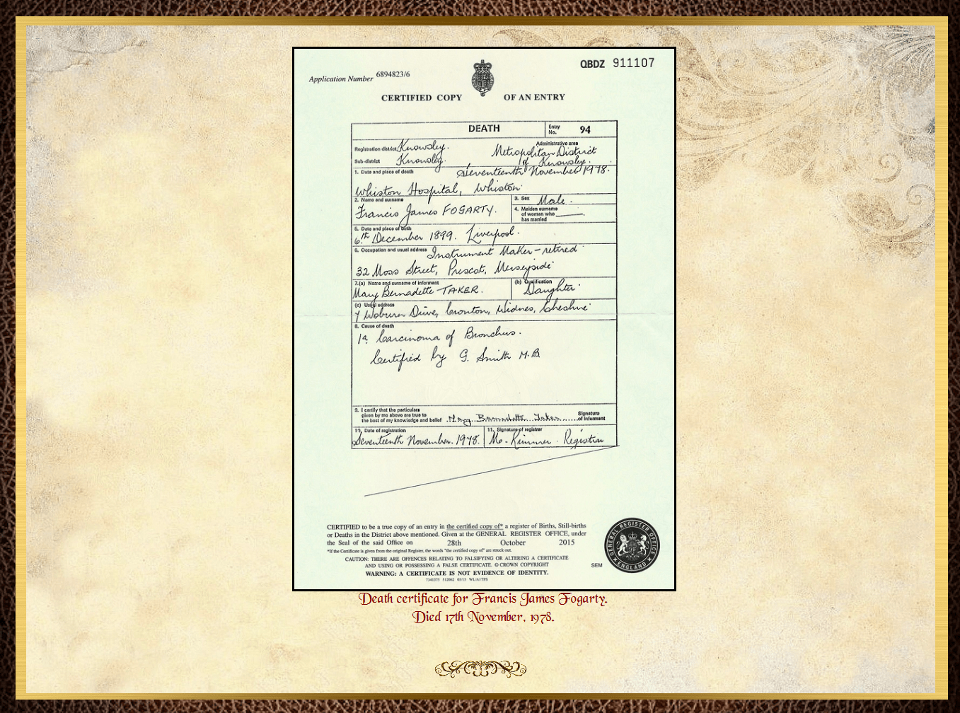 Daughter of John Charles Fitzpatrick & Annie Barrow
